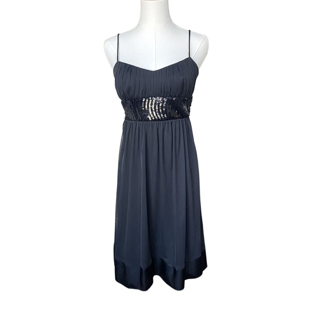 VTG Y2k Babydoll‎ Dress City Triangles S Black Mini Beaded Fairy Cocktail Prom